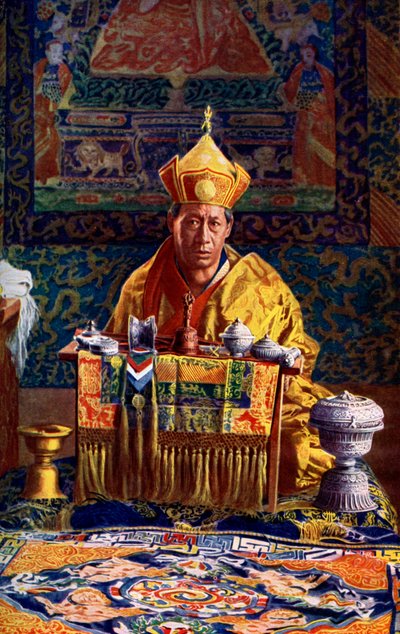 ブータン仏教教会の代表を務めるデブラジャ、1922年。 作： John Claude White