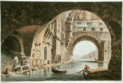 ホテルデューの洗濯場とポンデラトゥールネル、I。ヒルの彫刻、1810年（アクアチント） 作： John Claude after Nattes