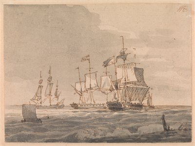 海岸沖の軍人 作： John Cleveley the Younger