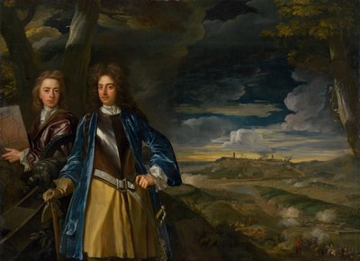 1690 年、1700 年のベオグラード包囲戦でのマイケル リチャーズ 1673 ～ 1721 年とジョン リチャーズ 1669 ～ 1709 年。 作： John Closterman