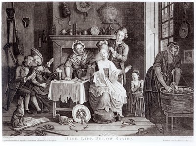 パブCaldwellによって刻まれた階段の下の高い生活。 1772年 作： John Collet