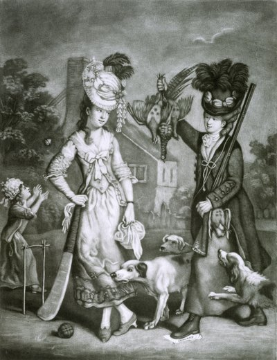 ミスウィケットとミストリガー、1778年（メゾティント） 作： John Collet
