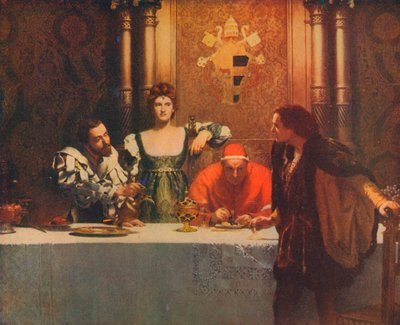 シーザーボルジアとワインのグラス、1893年、1914年 作： John Collier