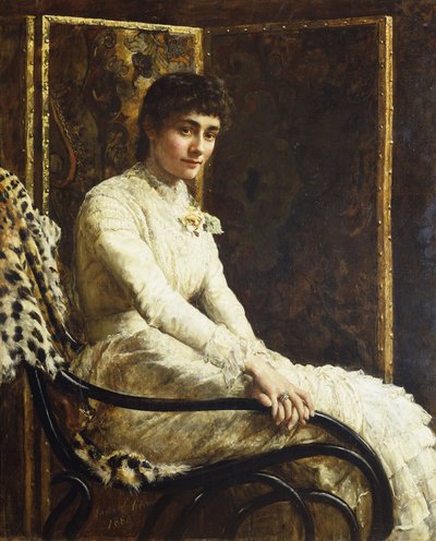 アーティストの妻、マリアンハクスリーのウェディングドレスの肖像画、1880年 作： John Collier