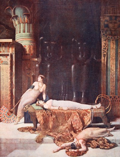 クレオパトラの死、「ハチソンの歴史」のイラスト、1910年頃 作： John Collier