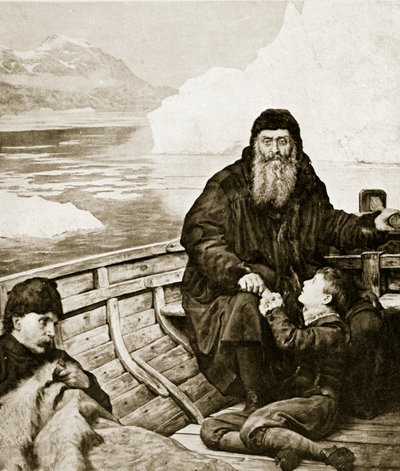 ヘンリーハドソンの最後の航海、「ハッチンソンのイギリス国民の物語」、1923年頃のイラスト 作： John Collier