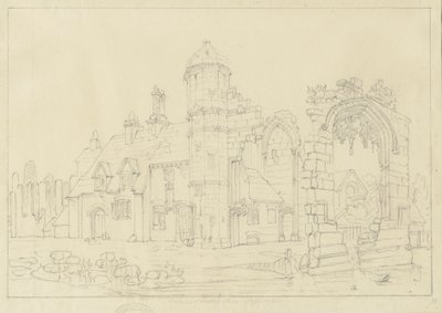 ダドリー修道院：鉛筆画、nd [19セント] 作： John Coney