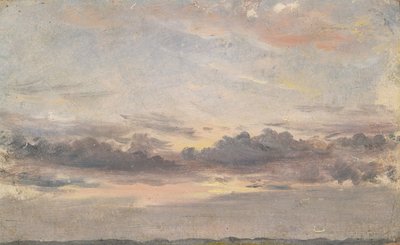 雲の研究、日没、1821年頃（板紙の紙に油彩） 作： John Constable