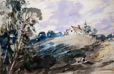 高台のコテージ」（水彩・紙） 作： John Constable