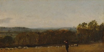 デダム・ヴェイルからランガム方面を見渡す風景の中の羊飼い（1811年頃 作： John Constable