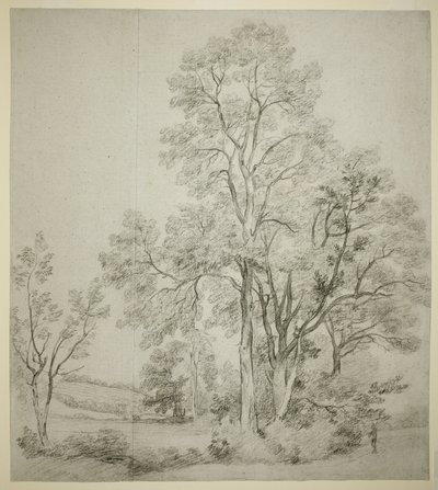 ニレの木のスタンド (直腸); 東ベルグホルトの教会との研究 (裏面) 作： John Constable