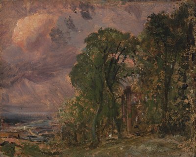 荒天のハムステッドの眺め 作： John Constable