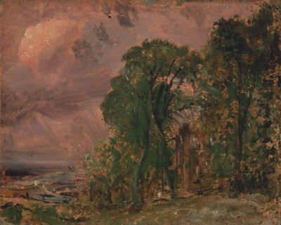荒天のハムステッドの眺め、カリフォルニア州。 1830年。 作： John Constable