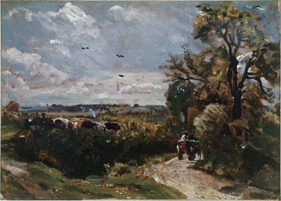 フラットフォードの道を行く荷車（油彩・キャンバス 作： John Constable