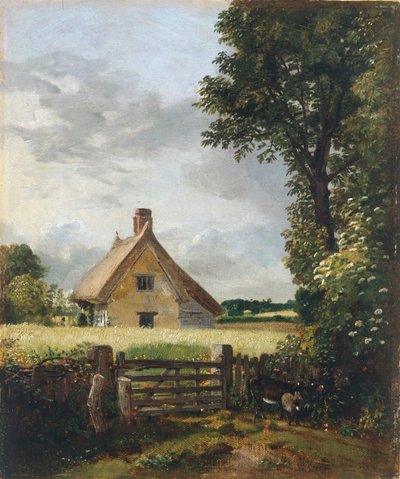 「トウモロコシ畑のコテージ」、1815-1818 作： John Constable
