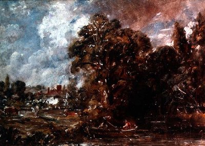 水辺に農家がある川の風景 1830～36年頃（油彩） 作： John Constable