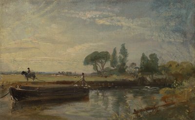 Barcaça abaixo de Flatford Lock 作： John Constable