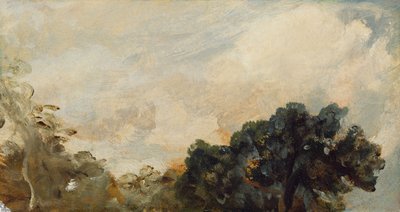 木々のある雲の研究、1821年（ボードに敷いた紙に油彩） 作： John Constable