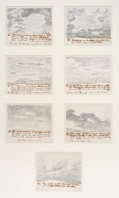 雲の習作（アレクサンダー・コゼンズの「空の彫像」に倣って）1822-23年頃（紙にグラファイト） 作： John Constable