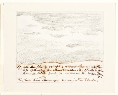 雲の習作（アレクサンダー・コゼンスの「空の彫刻」に倣って）1822-23年頃（紙に黒鉛） 作： John Constable