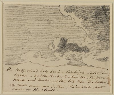 雲の研究（Alexander Cozens Engravings of Skyesの後）、c.1822-23（黒鉛紙） 作： John Constable