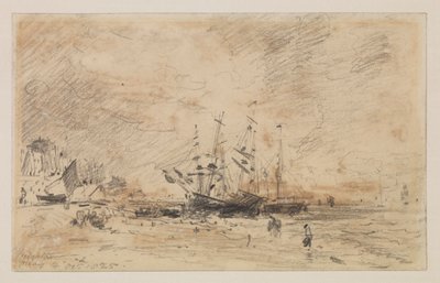 1825年10月14日、ブライトンのビーチでのコリアーズ 作： John Constable
