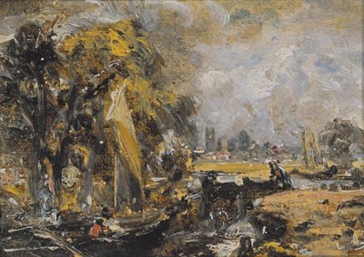 デダムロック、1819年頃（キャンバスに敷いた紙に油彩） 作： John Constable
