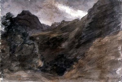 イーグルクラッグ、ボローデール、1806年、（recto）（鉛筆とトイレ） 作： John Constable