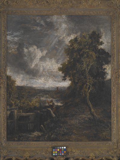 East Bergholt - Lock On Stour (キャンバスに油彩) 作： John Constable