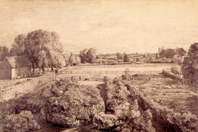 イーストバーホルト-ゴールディングコンスタブルの家のキッチンガーデンの景色 作： John Constable
