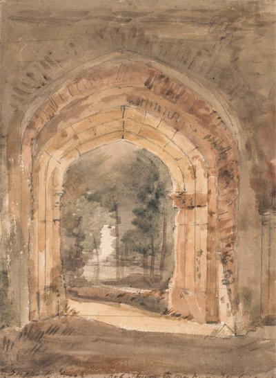 東ベルグホルト教会、廃墟の塔の南門を望む 作： John Constable