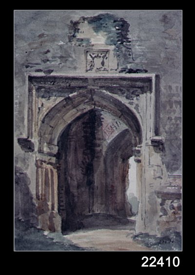 東バーホルト教会：台無しにされたタワーの南アーチ道、1806 作： John Constable