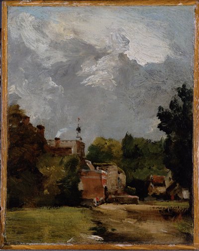 チャーチストリートからのイーストバーホルト教会（パネルに紙に油彩） 作： John Constable
