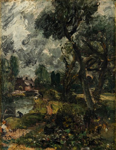 橋から見たフラットフォード・ミル 1814-17年頃 油彩・カンヴァス 作： John Constable