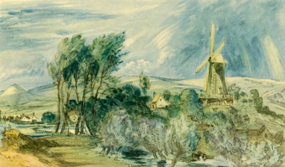 「フォード ロードと風車のあるロープ ウォーク、フォークストンの近く」、1947 年。 作： John Constable