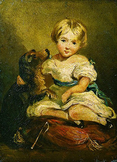 犬を連れた少女（油彩・キャンバス） 作： John Constable
