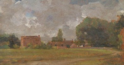 イーストバーグホルトのゴールディングコンスタブルの家：アーティストの生家（村と木のある風景） 作： John Constable
