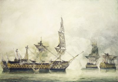 1805年のトラファルガーの戦いでのHMS勝利 作： John Constable