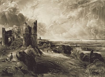 デビッドルーカス（1802-81）c.1832（エッチング付きメゾチント）が刻まれたハドリー城 作： John Constable