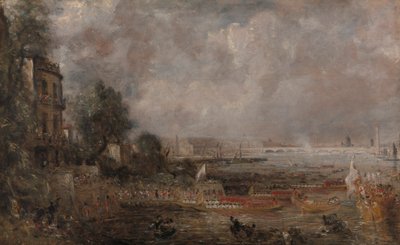 ウォータールー橋開通のハーフサイズ スケッチ (「1817 年 6 月 18 日のホワイトホール階段」) 作： John Constable