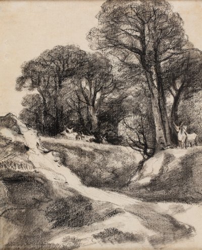 サフォーク州ヘルミングハム・パークにて 作： John Constable