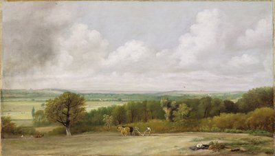 風景：サフォークの耕作シーン（サマーランド）1824年頃（キャンバスに油彩） 作： John Constable