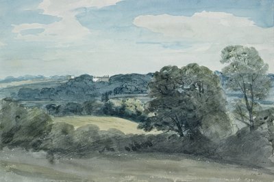 遠くに建物のある風景（水彩） 作： John Constable