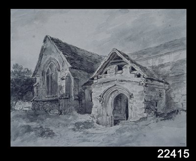 教会のポーチとトランセプト、1850〜11年頃 作： John Constable