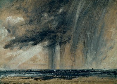 海の上の暴風雨、c.1824-28（キャンバスに置かれた紙に油彩） 作： John Constable