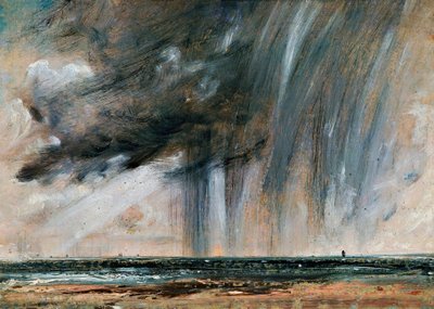 Sademyrsky meren yllä, merimaisematutkimus sadepilvien kanssa, n. 1824-1828, John Constable (1776-1837), öljy paperille kankaalle, 22,2x31 cm 作： John Constable