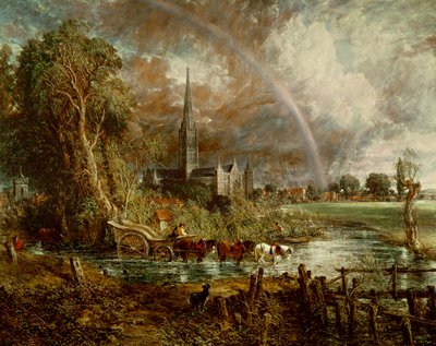 1831年の牧草地からのソールズベリー大聖堂（詳細は188984-188985を参照） 作： John Constable