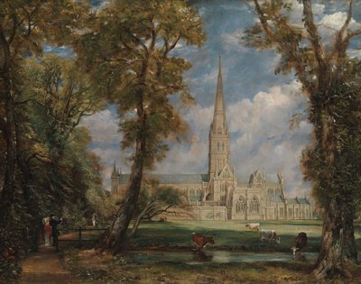 ビショップスグラウンズからソールズベリー大聖堂、ca。 1825年。 作： John Constable
