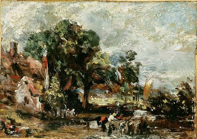 「TheHaywain」のスケッチ、1820年頃（パネルの紙に油彩） 作： John Constable