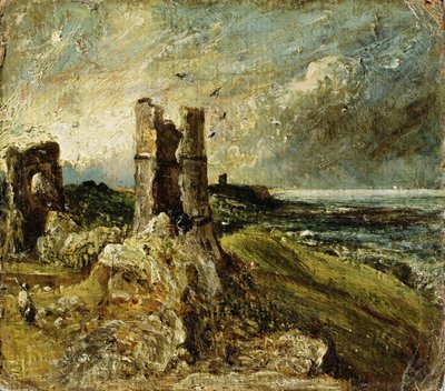 ハドリー城のスケッチ（直腸）（ミルボードに油彩） 作： John Constable